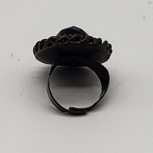 𝅺Claire's Chain Link Black Faux Gem Netted Choker & Vintage Faux Black Gem Ring - Picture 5 of 16